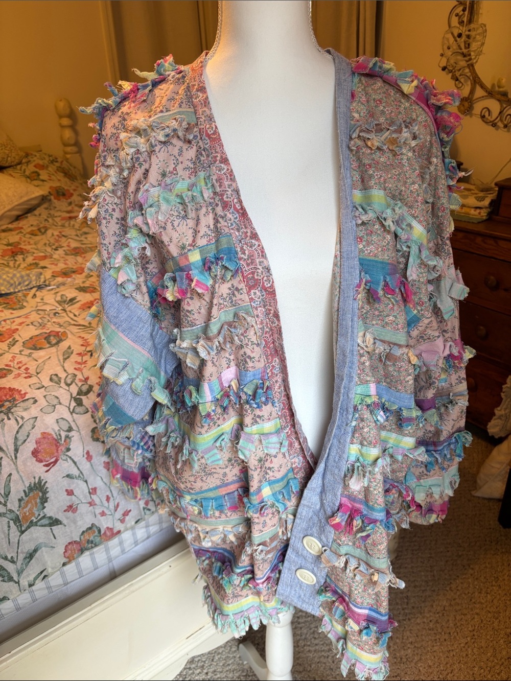 Pastel Multi Fringe Patchwork Bomber Jacket - Women's